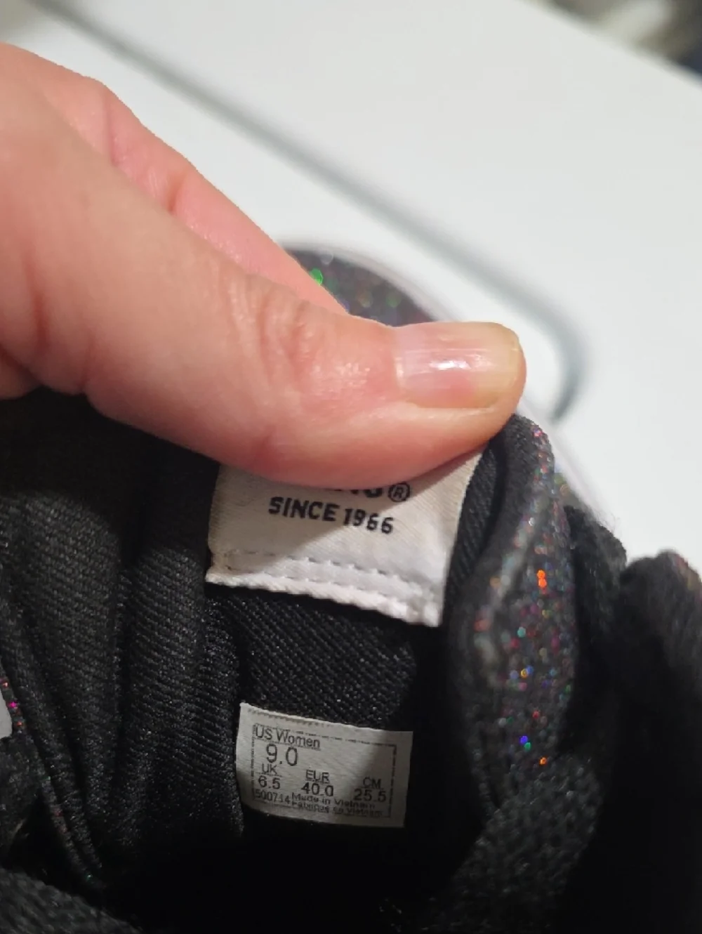 Vans Kids Glitter High-Top Sneakers - Black with Multicolor Checks - Picture 5 of 5